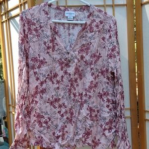 Long sleeve floral blouse w sparkle